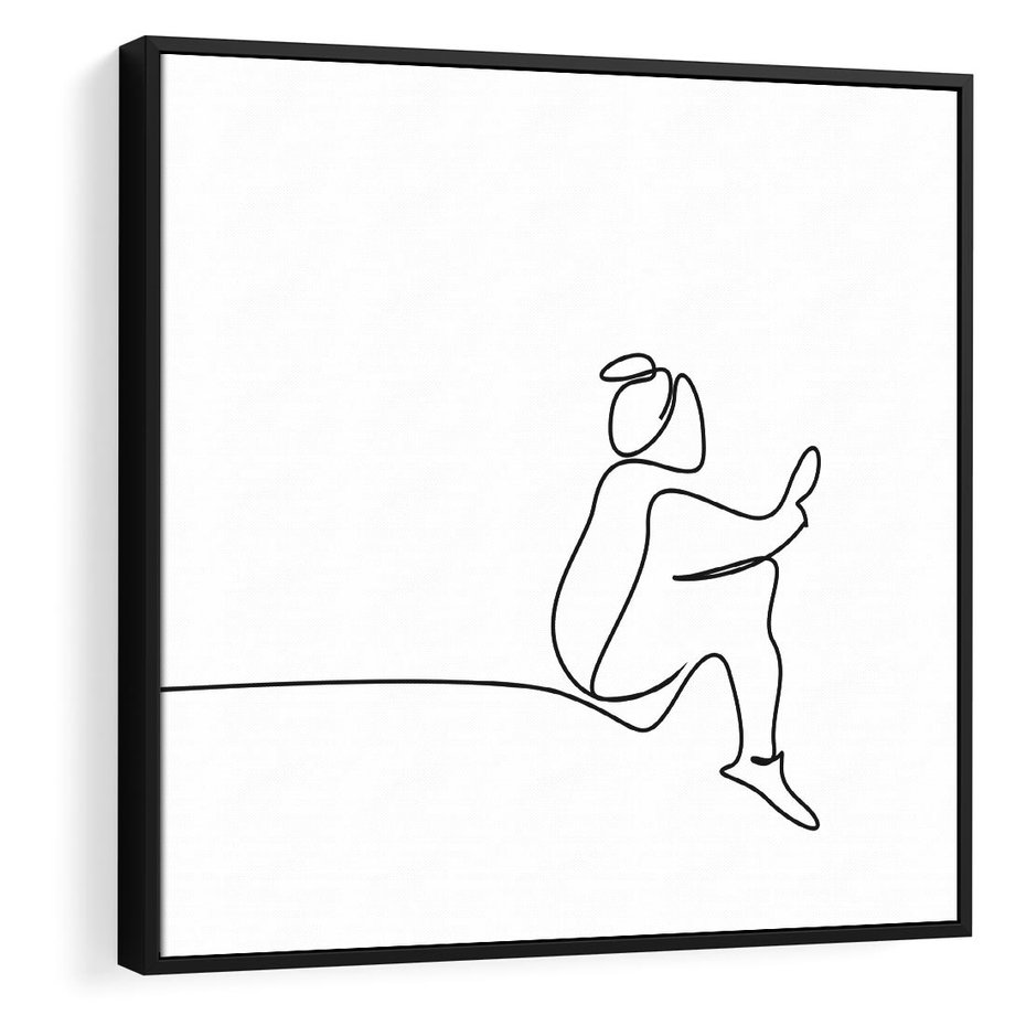 Obraz w ramie 50x50 - Linie Wewnętrznej Refleksji - line art, szkic - rama czarna