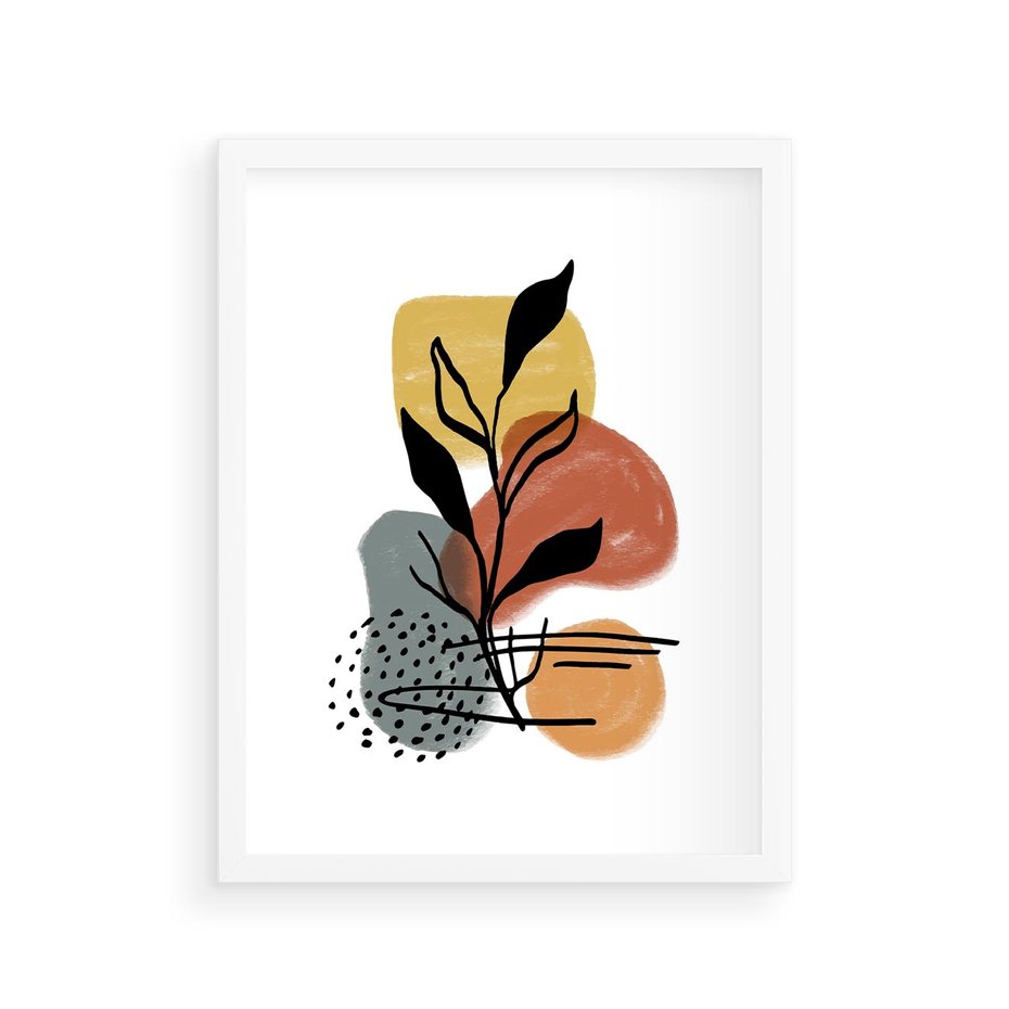 Plakat w ramie 30x40 - Energetyczne Refleksje - abstrakcja, sztuka nowoczesna - rama biała