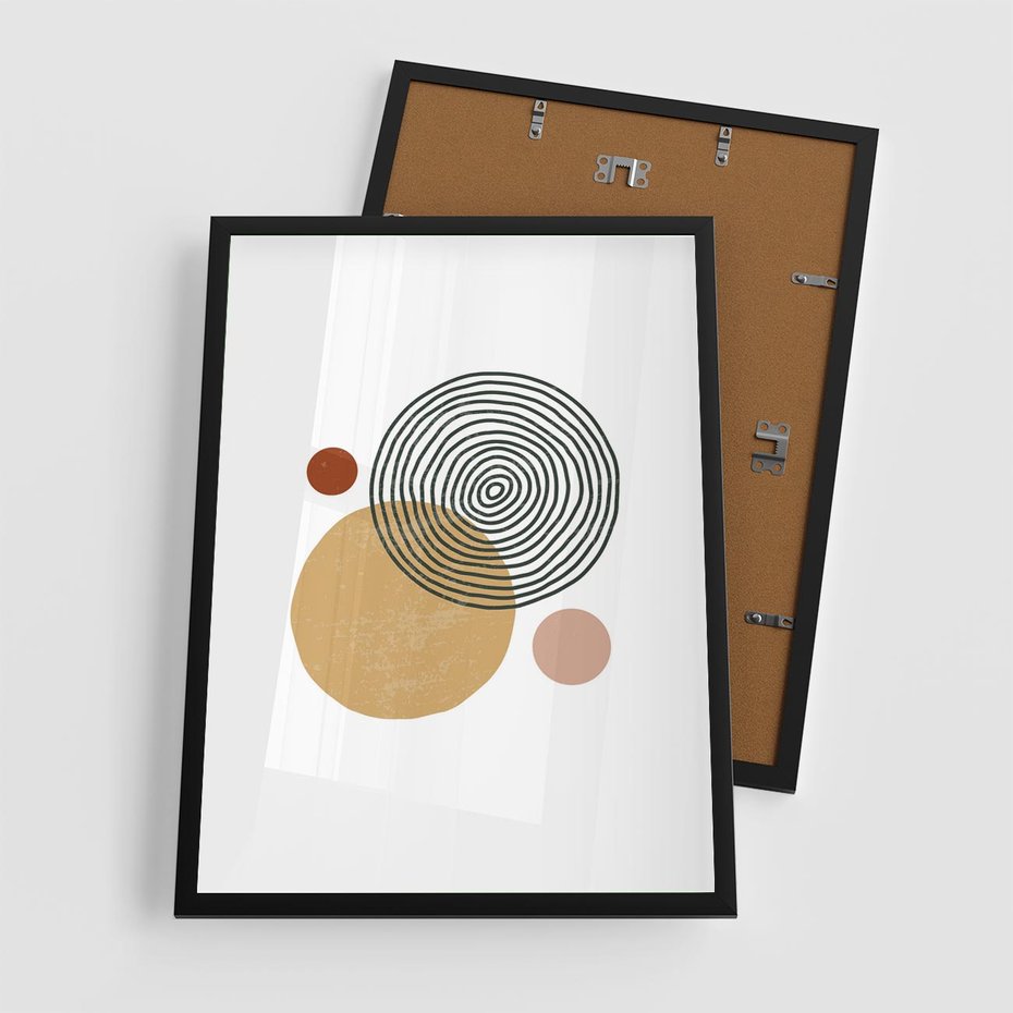 Plakat w ramie 50x70 - Wewnętrzne Formy - koła okręgi, abstrakcyjna nowoczesna sztuka - rama czarna