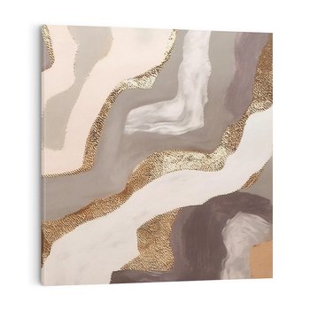 Obraz na płótnie 70x70 - Płynne Fale - abstrakcja, neutralne kolory