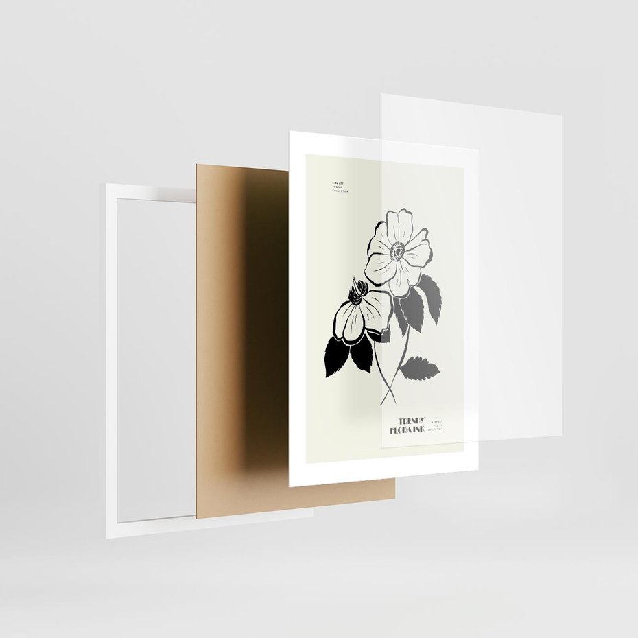 Plakat w ramie 30x40 - Poezja kwiecistej kreski - kwiaty, minimalistyczne - rama biała