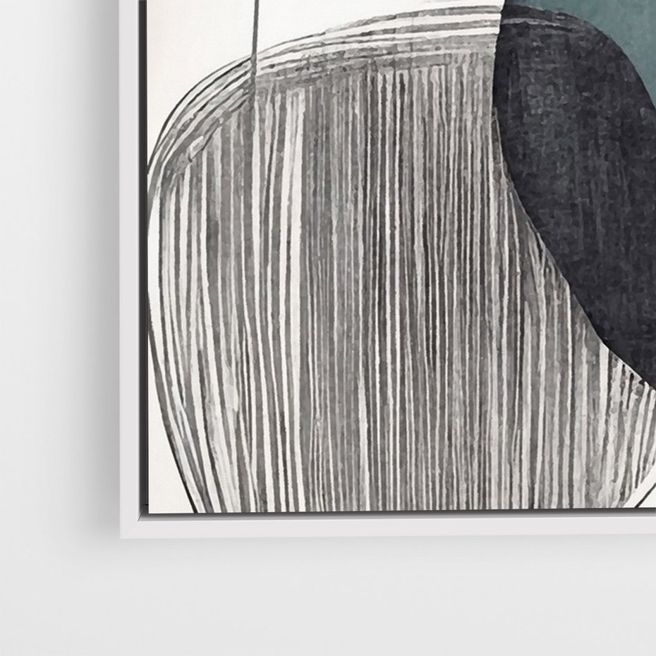 Obraz w ramie 50x70 - Przenikające Formy Duszy - abstrakcyjny obraz, geometryczne obłe formy - rama biała