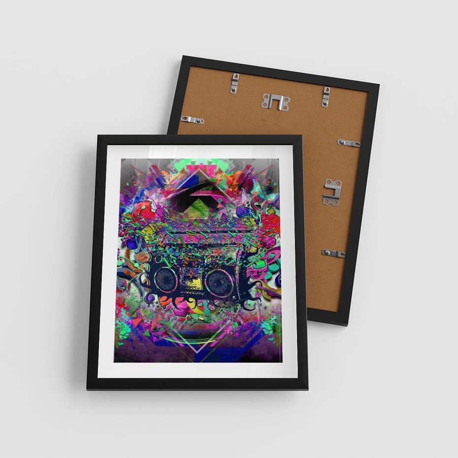 Plakat w ramie 40x50 - Harmonia Muzyki - grafika, muzyka - rama czarna