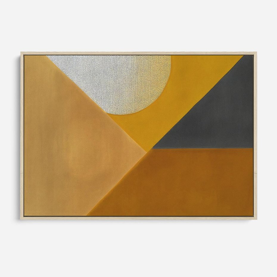 Obraz w ramie 100x70 - Harmonia migoczących ognisk - intensywne ciepłe kolory, słoneczny żółty - rama drewno