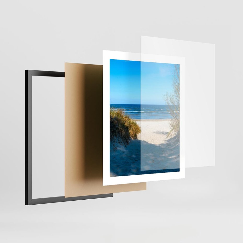 Plakat w ramie 40x50 - Spokój nad brzegiem morza - plaża, morze - rama czarna