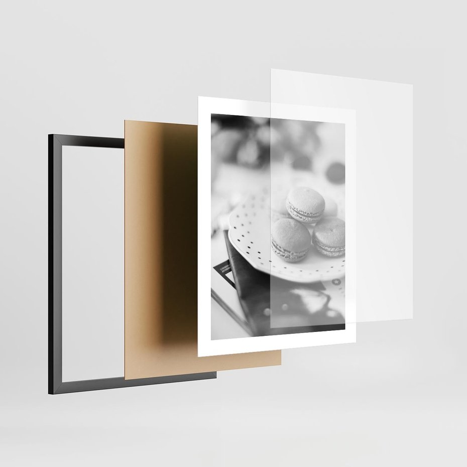 Plakat w ramie 40x50 - Makaroniki w Szarości - czarno biała fotografia, plakat - rama czarna