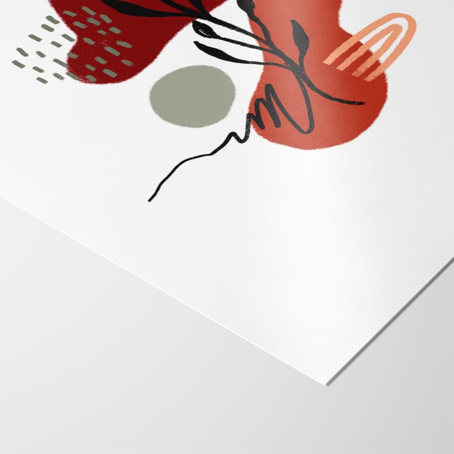 Plakat bez ramy 21x30 - Migocące Kształty Liści - bstrakcyjna sztuka, boho kształty