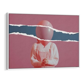 Obraz w ramie 70x50 - Kolaż Wyobraźni - kolaż zdjęć, styl retro - rama biała