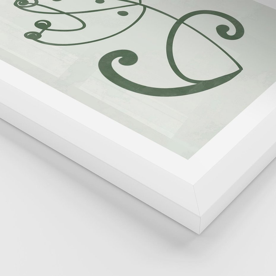 Plakat w ramie 50x70 - Zieleń Wyjątkowego Ukojenia - zielony odcień, abstrakcja - rama biała