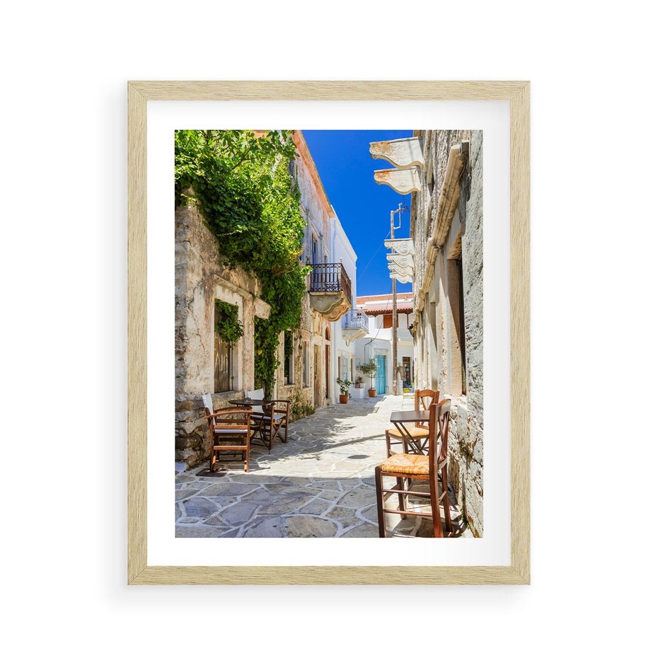 Plakat w ramie 40x50 - Magiczny Spacer - uliczka, perspektywa - rama drewno