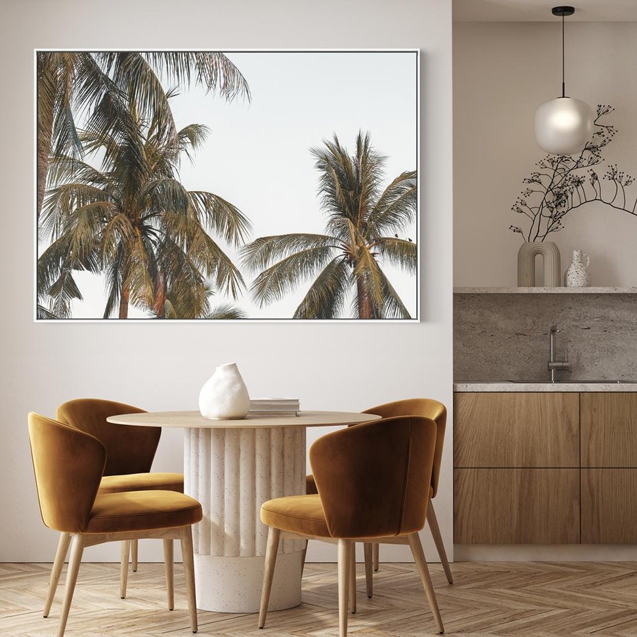 Obraz w ramie 120x80 - Palmy - tęsknota za Hawajami - palmy, Hawaje - rama biała