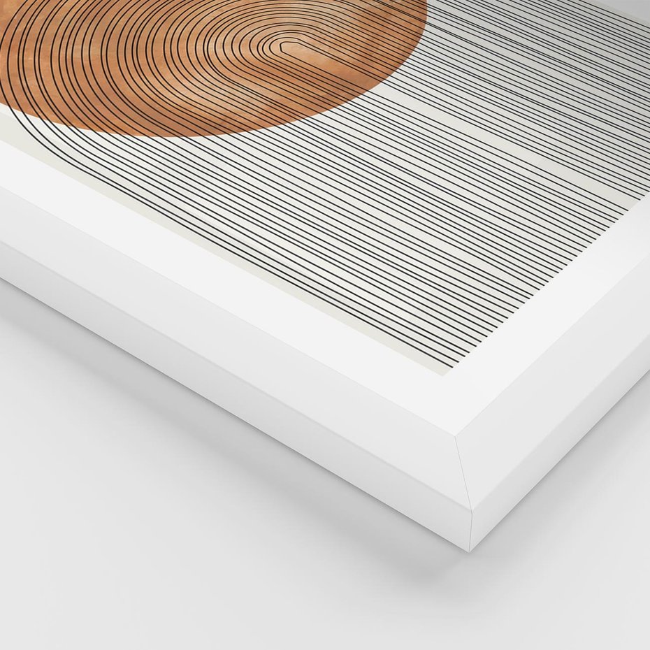 Plakat w ramie 40x50 - Konturem Kształtowane - koło, boho styl - rama biała