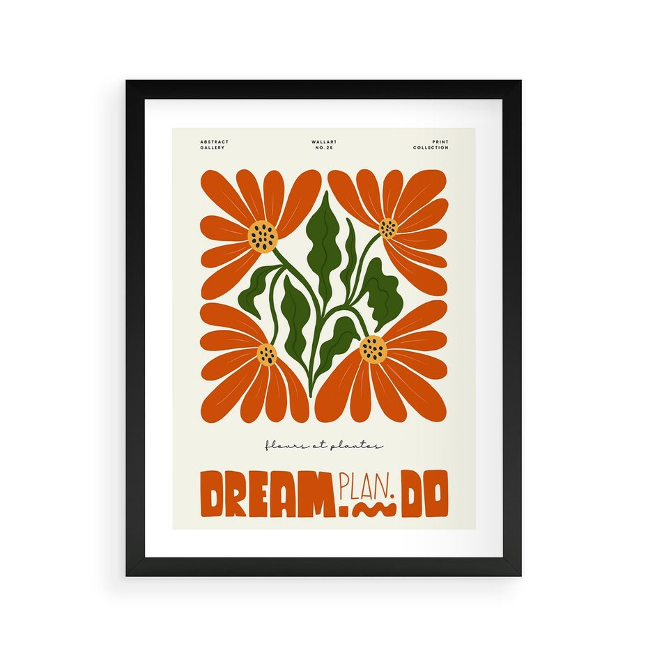 Plakat w ramie 40x50 - Księga Abstrakcji - sztuka nowoczesna, kolorowe kwiaty - rama czarna