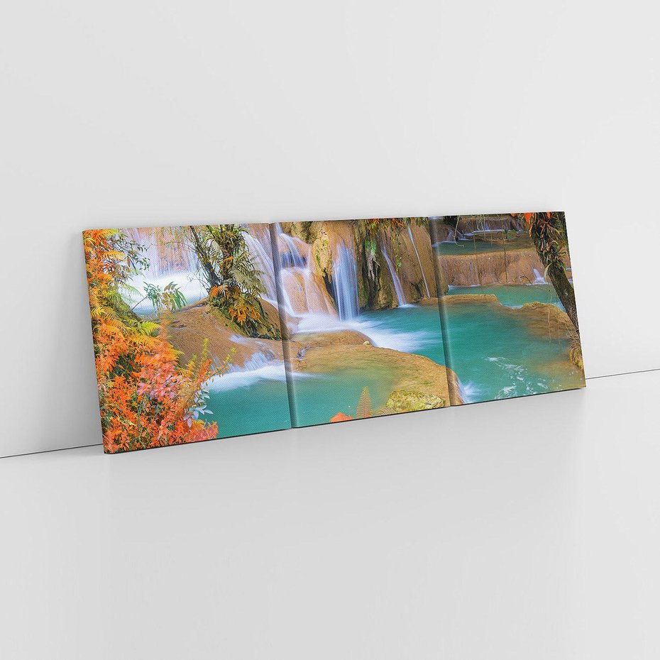 Obraz na płótnie 120x40 - Urok laotańskiego wodospadu - Laos, Azja