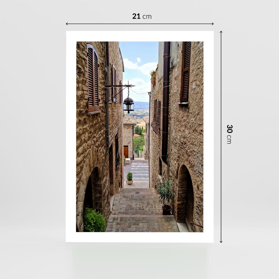 Plakat bez ramy 21x30 - Perspektywa malowniczej uliczki - uliczka, perspektywa