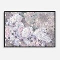 Obraz w ramie 70x50 - Malowane oddechy istnienia - pomieszane tekstury, kwiatowe elementy - rama czarna