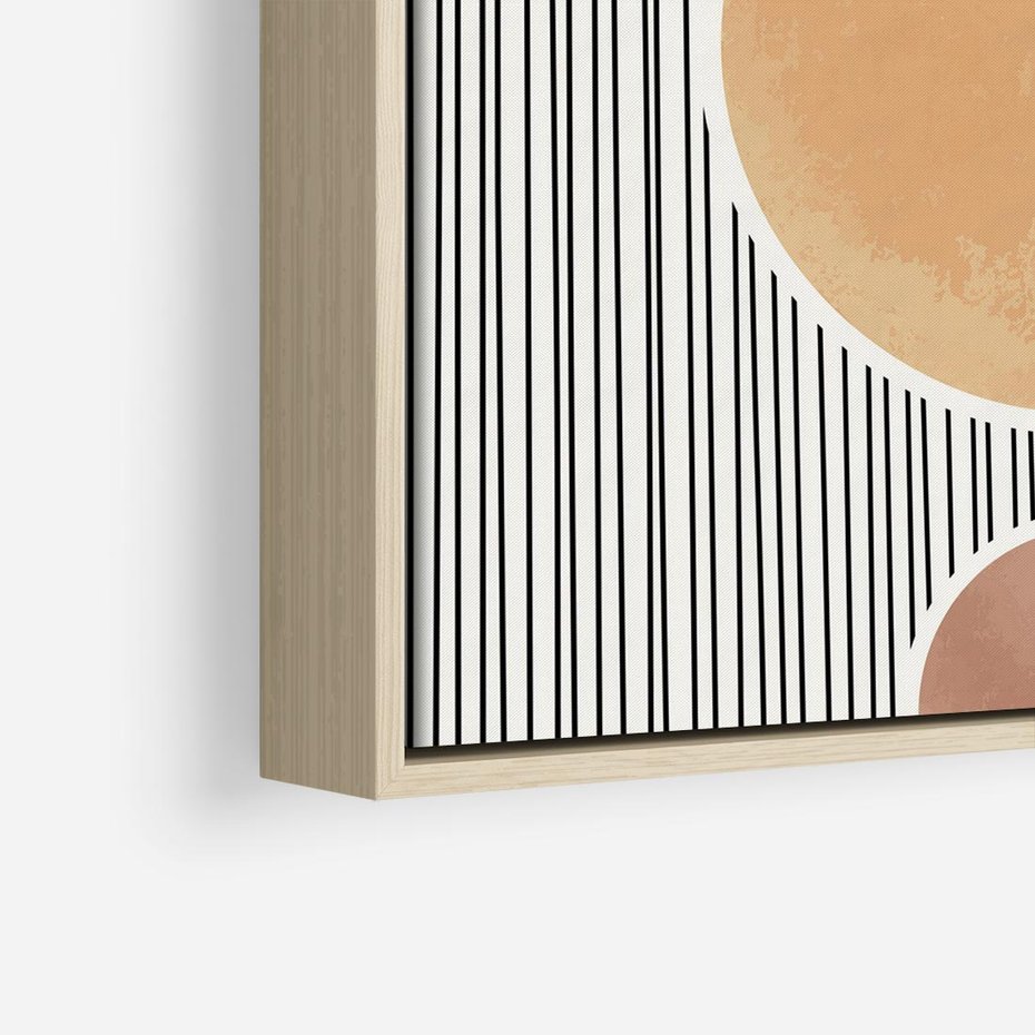 Obraz w ramie 80x80 - Taniec Linii - abstrakcyjna nowoczesna sztuka, koła okręgi - rama drewno