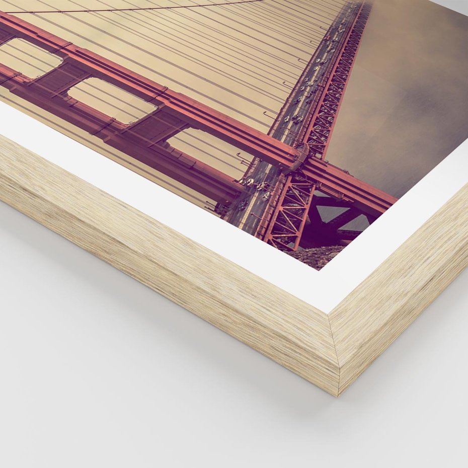 Plakat w ramie 50x70 - Most w mgle z perspektywą - most, perspektywa - rama drewno