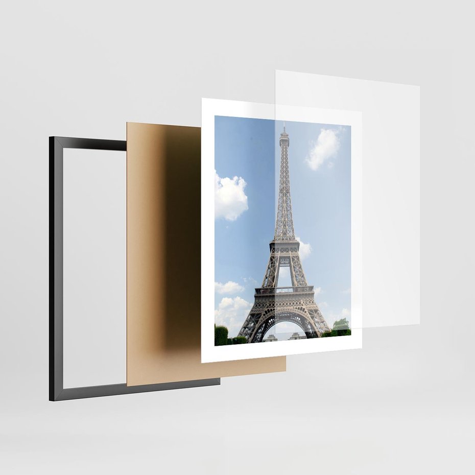 Plakat w ramie 40x50 - Paryż z wieżą Eiffla - Eiffla, Paryż - rama czarna