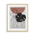 Plakat w ramie 50x70 - Nowoczesna Monstera: Szkic w Grafice - nowoczesna grafika, monstera - rama drewno