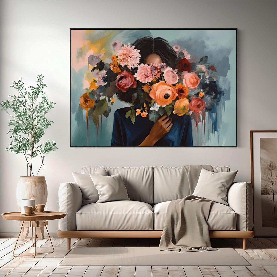 Obraz w ramie 100x70 - Ukryte Emocje - obraz, akwarela - rama czarna