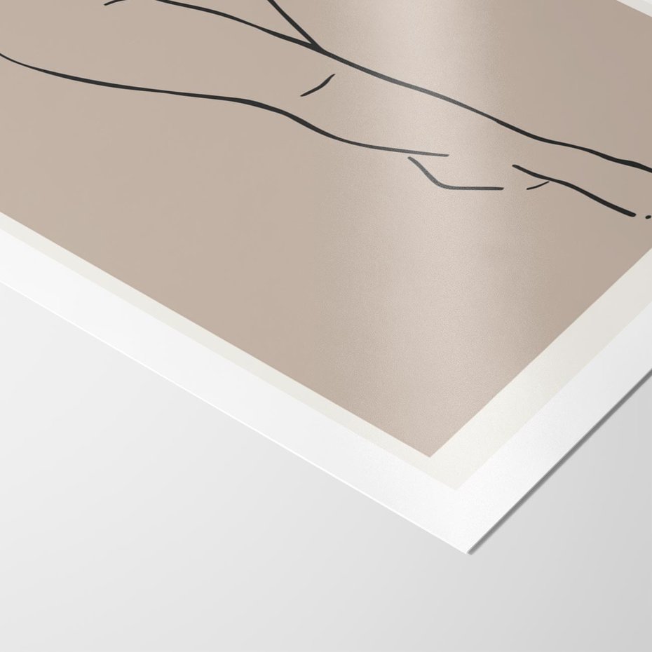 Plakat bez ramy 30x40 - Intrygujące Szkice - mnimalistyczny akt kobiecy, beżowa tonacja