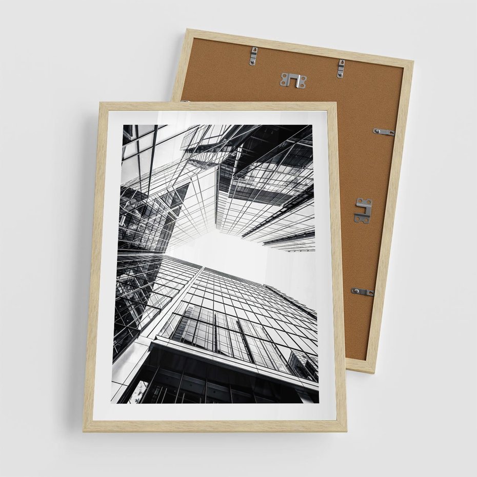 Plakat w ramie 50x70 - Wznoszący się Wysoko - architektura, wysoki wieżowiec - rama drewno