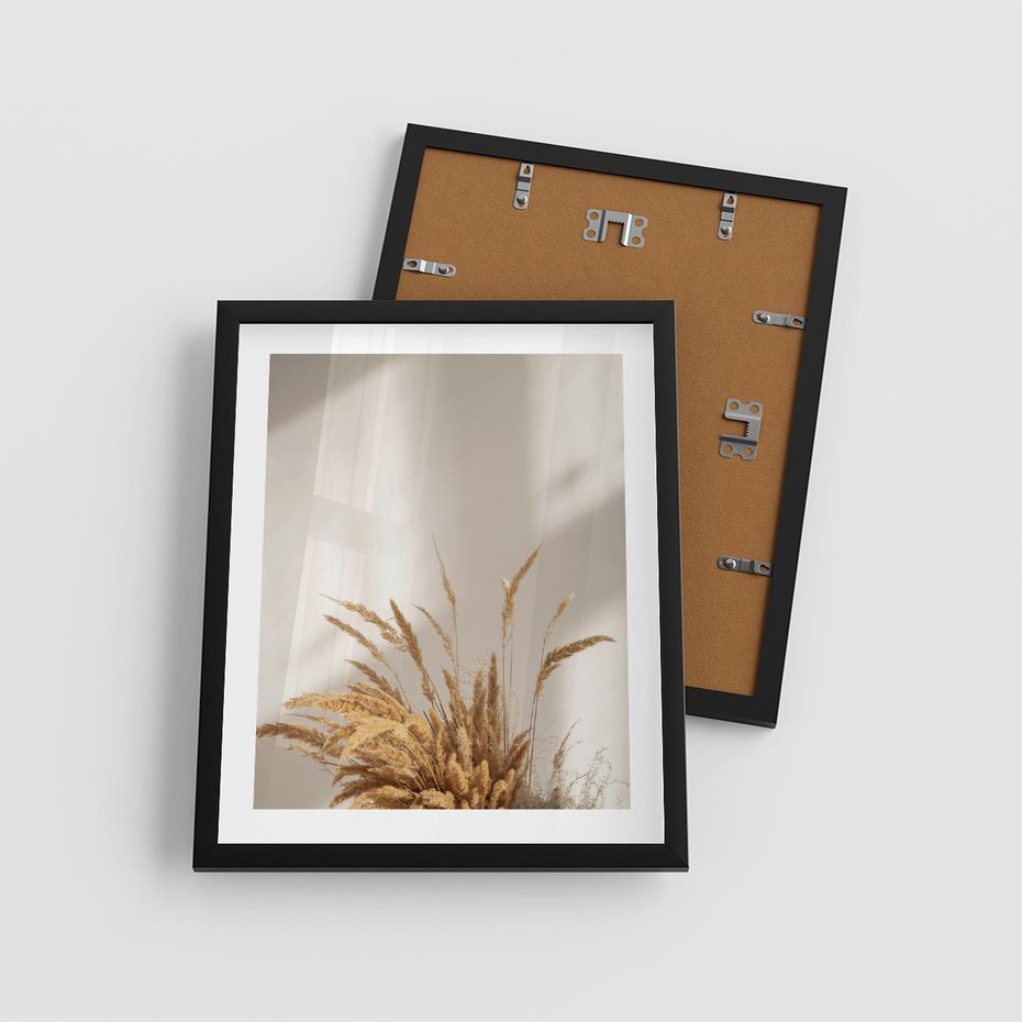 Plakat w ramie 40x50 - mpresyjne układy traw - boho, trawy - rama czarna