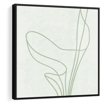 Obraz w ramie 50x50 - Zielona Równowaga Linii - abstrakcyjne delikatne zielone linie, nowoczesny plakat - rama czarna
