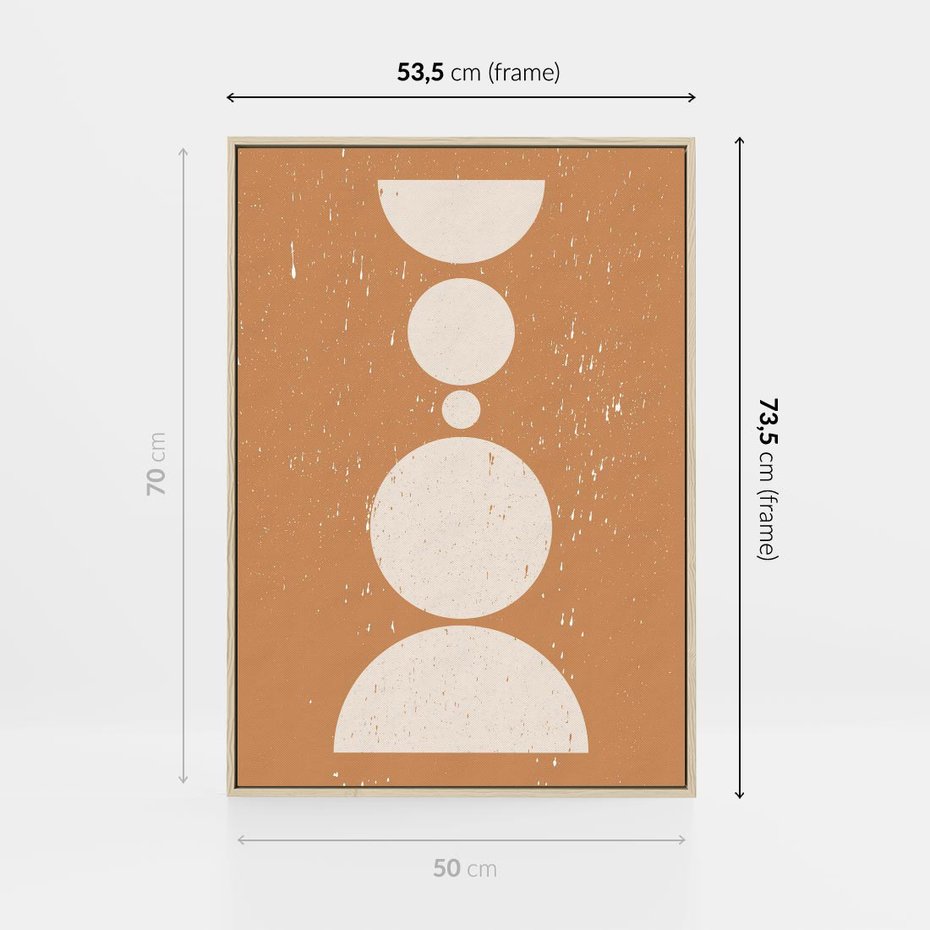 Obraz w ramie 50x70 - Podróżne Echa - mid century styl, nowoczesna grafika - rama drewno