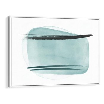 Obraz w ramie 100x70 - Turkusowy Świat - minimlizm, abstrakcja - rama biała