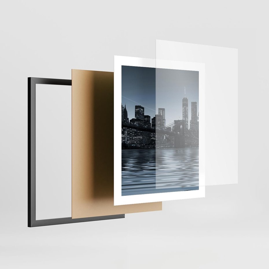 Plakat w ramie 40x50 - Nocne pejzaże miasta - miasto, nocą - rama czarna