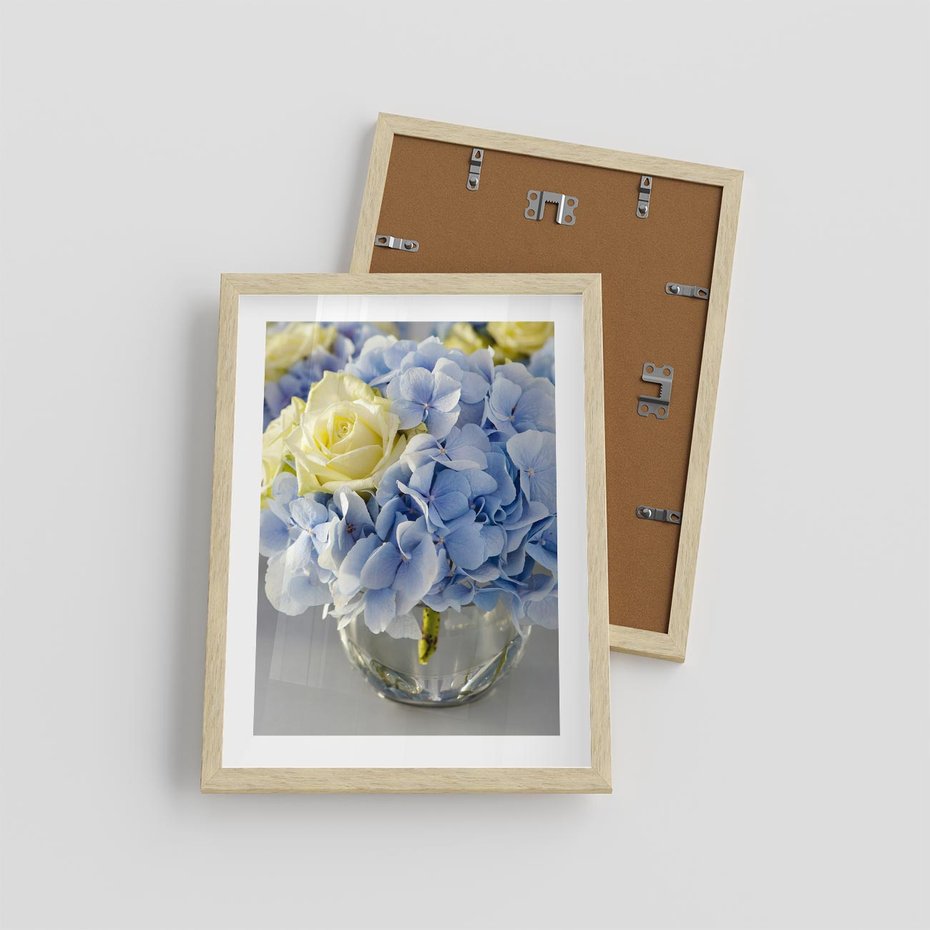 Plakat w ramie 30x40 - Różany Bukiet - bukiet, kwiaty - rama drewno