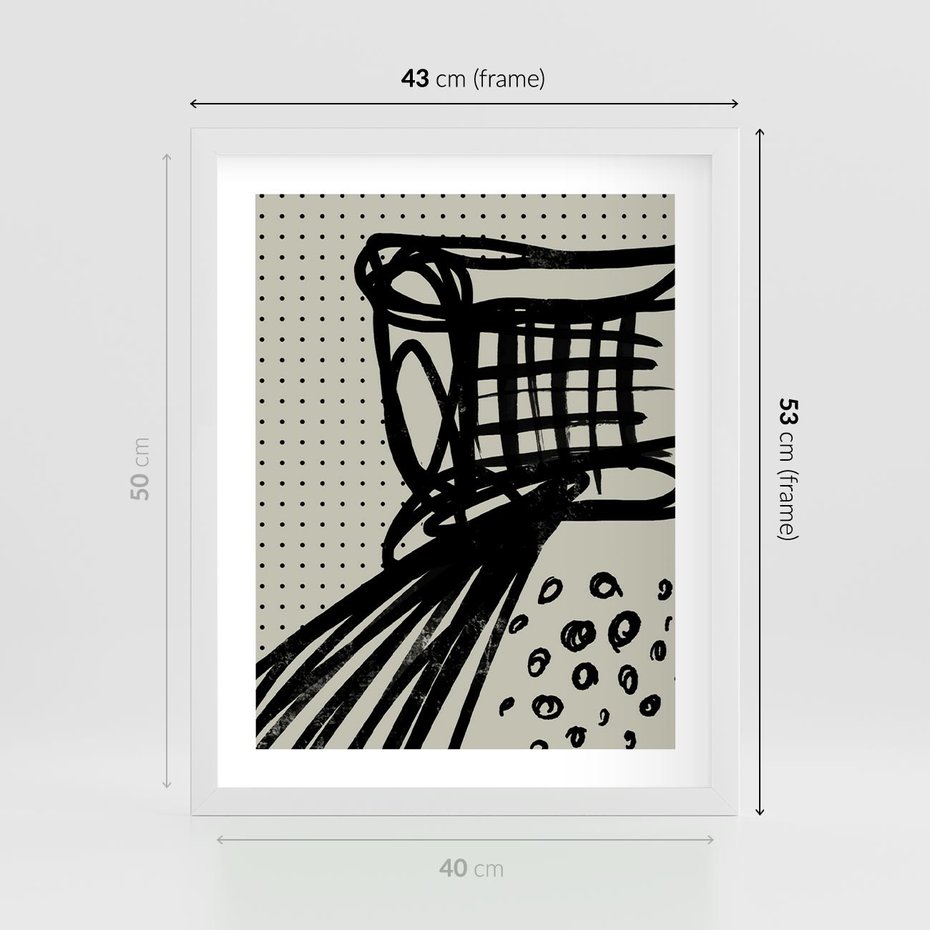 Plakat w ramie 40x50 - Złudne Kontemplacje - abstrakcyjna mroczna kompozycja, nieregularne - rama biała
