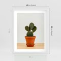 Plakat w ramie 40x50 - Kwiatowy taniec kaktusa - kaktus, kwiat - rama biała