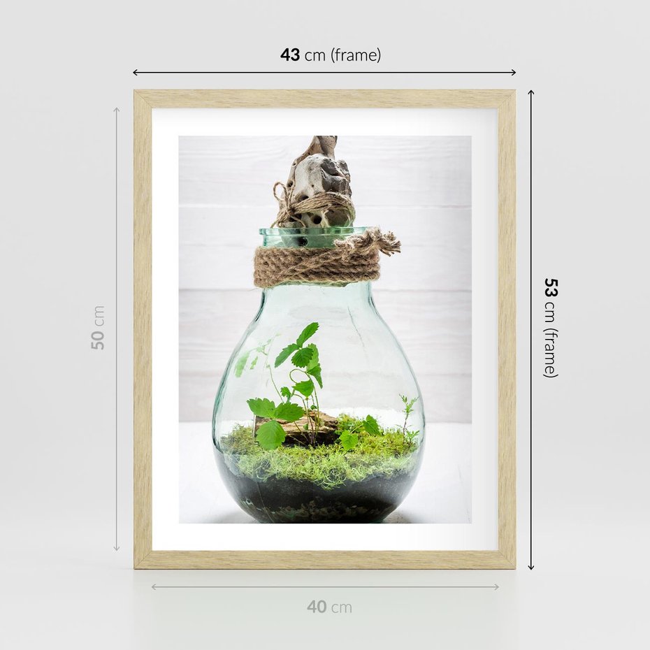 Plakat w ramie 40x50 - Żywioł Natury - liście, zieleń - rama drewno