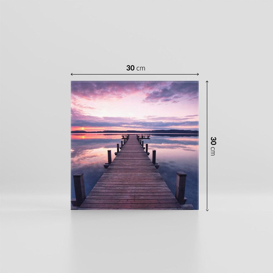 Obraz na płótnie 30x30 - spotkanie przy molo - jezioro, molo
