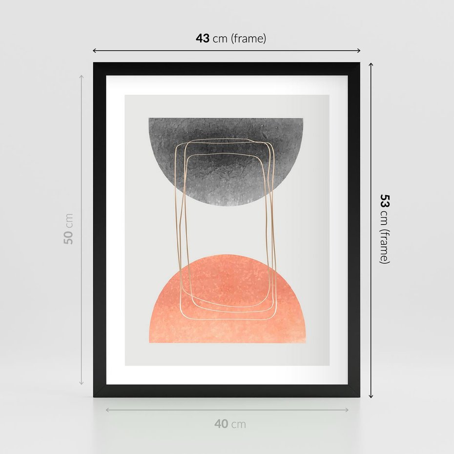 Plakat w ramie 40x50 - Sztuka Abstrakcji - minimalistyczny boho obraz, abstrakcyjny - rama czarna