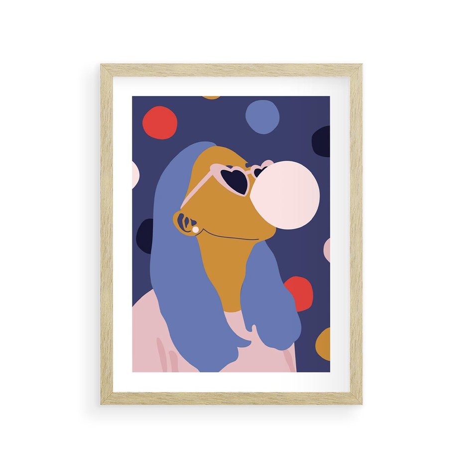 Plakat w ramie 30x40 - Odbicie Kobiety - nowoczesny plakat, styl retro - rama drewno