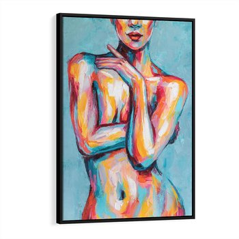 Obraz w ramie 50x70 - Nagie Natchnienie - obraz olejny, naga kobieta - rama czarna