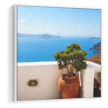 Obraz w ramie 80x80 - Santorini - oaza greckiej wyspy - Santorini, grecka - rama biała