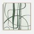Obraz w ramie 50x50 - Zielony Spokój - zielona abstrakcja, spokojny plakat - rama drewno