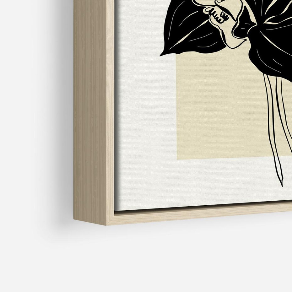 Obraz w ramie 50x50 - Ekspresja w szkicowanych kształtach - kwiaty, typografia - rama drewno