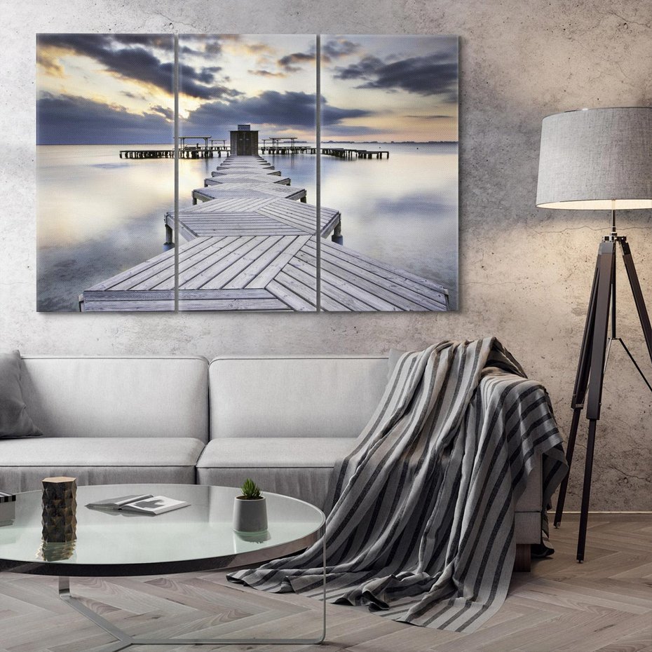 Obraz na płótnie 120x80 - Spokój nad Jeziorem - pomost, jezioro