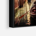 Obraz w ramie 50x50 - Spokojna Wenecja - gondolier w gondoli, kanały Wenecji - rama czarna