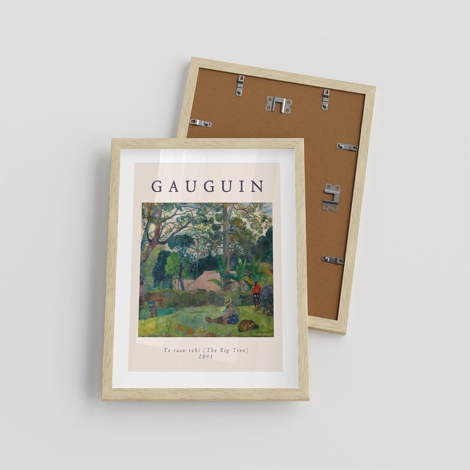 Plakat w ramie 30x40 - Gauguin: Reprodukcja i Typografia - Gauguin, reprodukcja - rama drewno