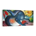 Obraz na płótnie 120x60 - "Dwa koty, niebieski i żółty" (1912) Franz Marc - Reprodukcja - reprodukcja, obraz na płótnie