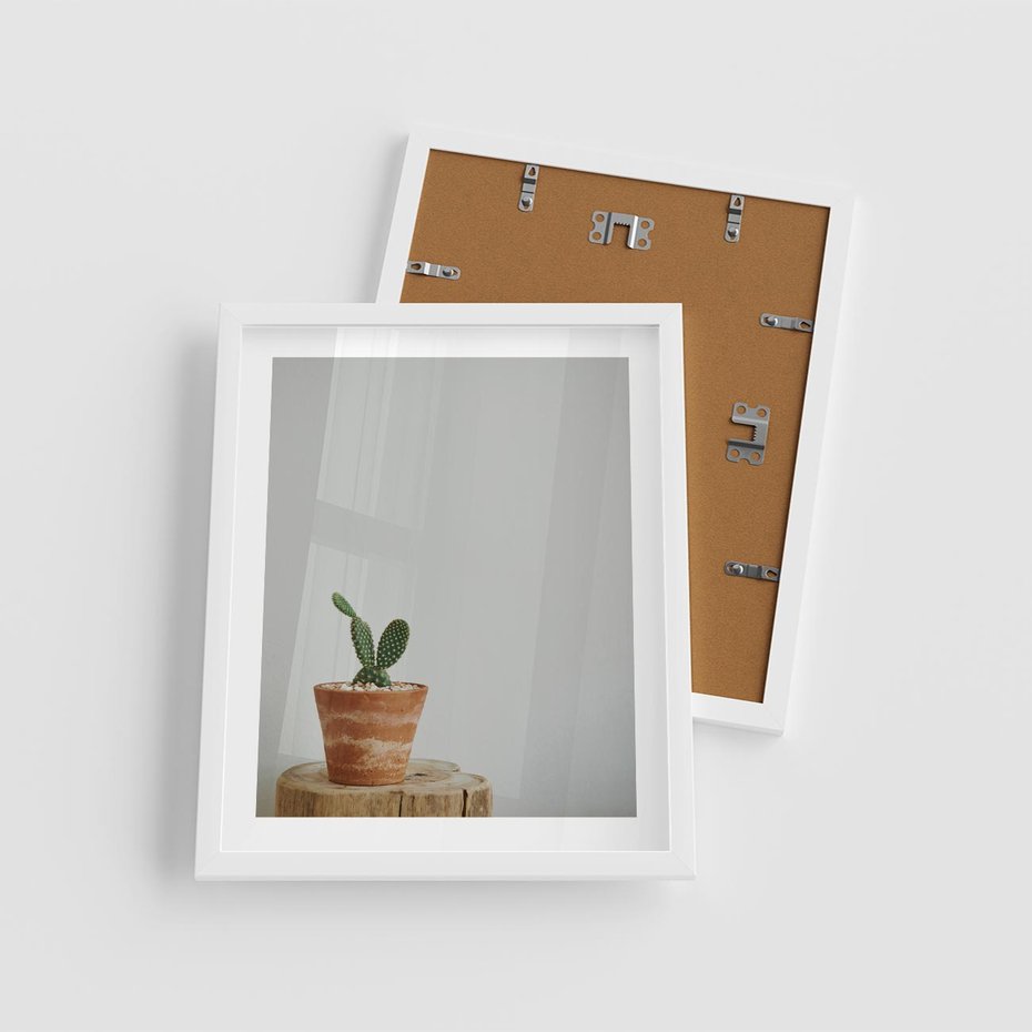 Plakat w ramie 40x50 - Kaktus w Doniczce - minimalizm, kaktur w doniczce - rama biała