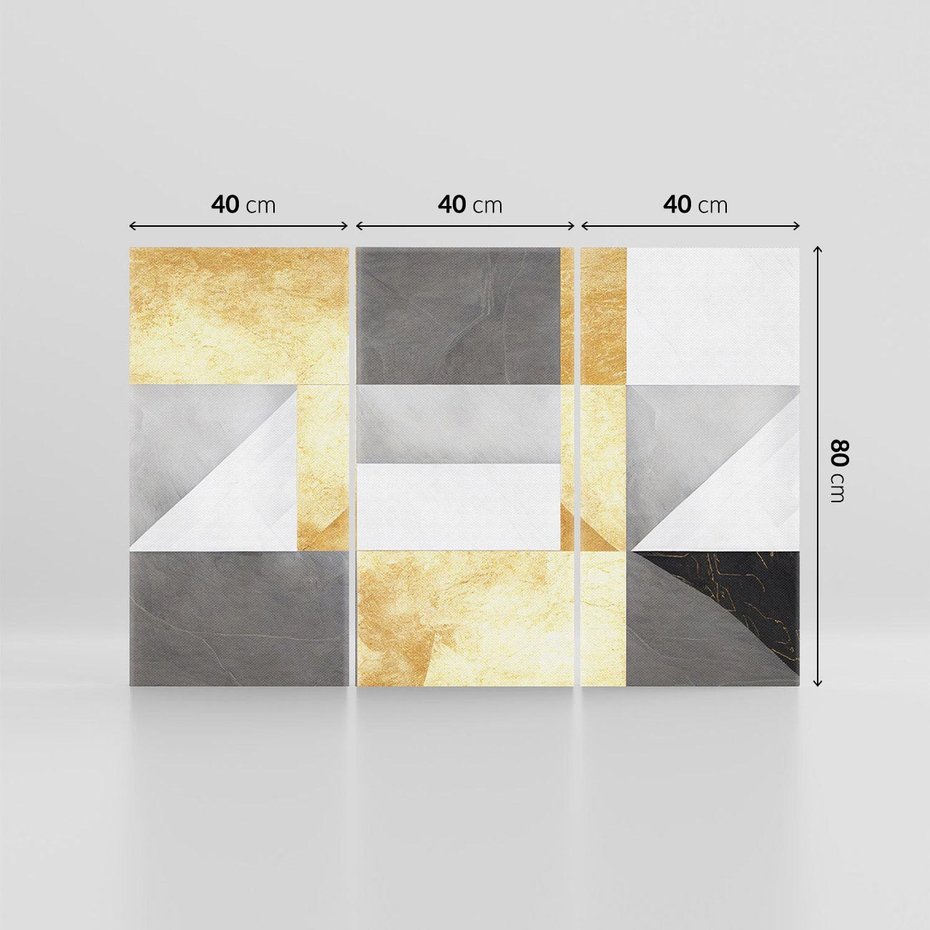 Obraz na płótnie 120x80 - Marmur w Geometrycznych Kształtach - geometryczne linie, złoto i szarość