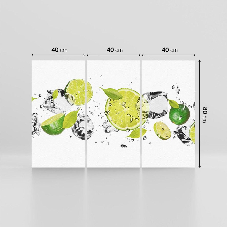 Obraz na płótnie 120x80 - Ekscentryczne limonki z wodą - limonki, woda